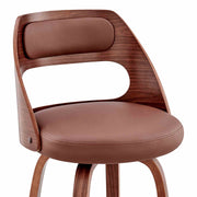 Julius 26" Brown Faux Leather and Walnut Wood Bar Stool - Furniture City (CA)l