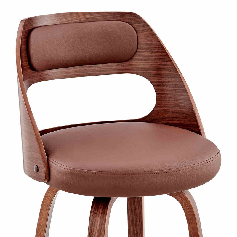 Julius 26" Brown Faux Leather and Walnut Wood Bar Stool - Furniture City (CA)l