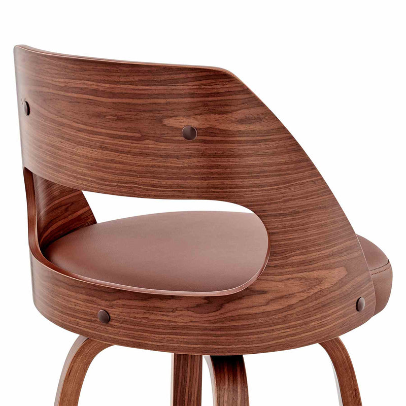 Julius 26" Brown Faux Leather and Walnut Wood Bar Stool - Furniture City (CA)l