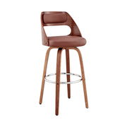 Julius 30" Brown Faux Leather and Walnut Wood Bar Stool - Furniture City (CA)l
