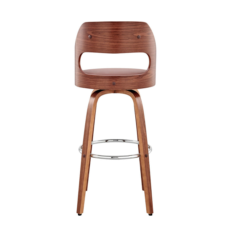 Julius 30" Brown Faux Leather and Walnut Wood Bar Stool - Furniture City (CA)l