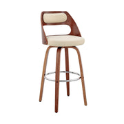 Julius 26" Cream Faux Leather and Walnut Wood Bar Stool - Furniture City (CA)l