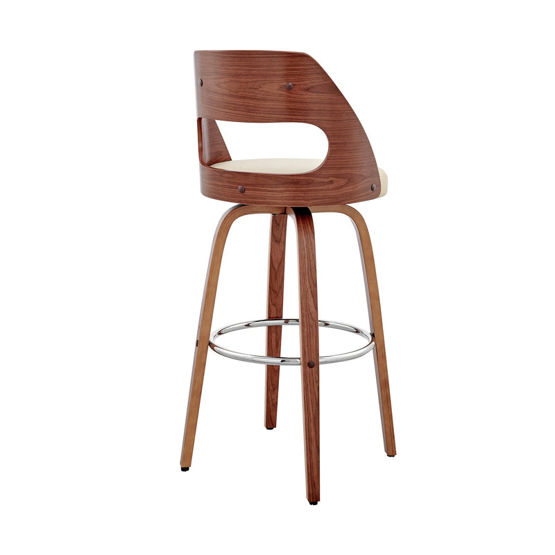 Julius 26" Cream Faux Leather and Walnut Wood Bar Stool - Furniture City (CA)l