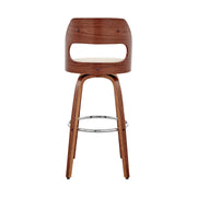 Julius 26" Cream Faux Leather and Walnut Wood Bar Stool - Furniture City (CA)l