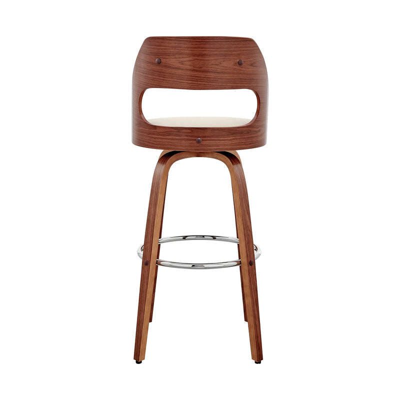 Julius 26" Cream Faux Leather and Walnut Wood Bar Stool - Furniture City (CA)l