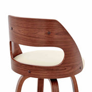 Julius 26" Cream Faux Leather and Walnut Wood Bar Stool - Furniture City (CA)l