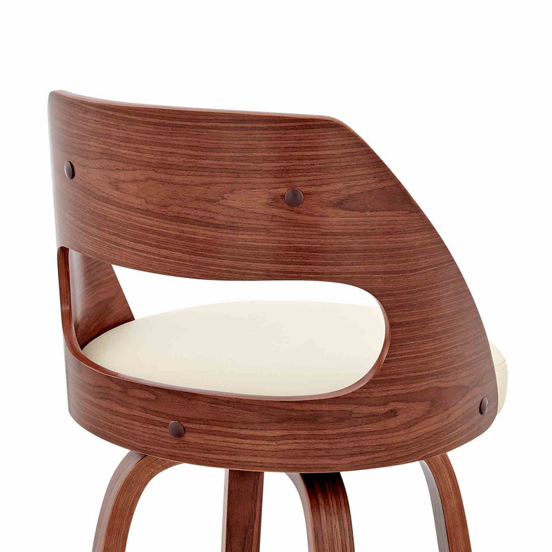 Julius 26" Cream Faux Leather and Walnut Wood Bar Stool - Furniture City (CA)l