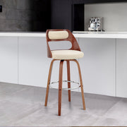 Julius 30" Cream Faux Leather and Walnut Wood Bar Stool - Furniture City (CA)l