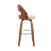 Julius 30" Cream Faux Leather and Walnut Wood Bar Stool - Furniture City (CA)l
