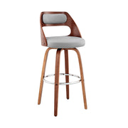 Julius 26" Gray Faux Leather and Walnut Wood Bar Stool - Furniture City (CA)l