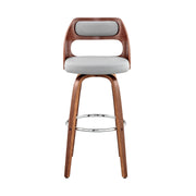 Julius 26" Gray Faux Leather and Walnut Wood Bar Stool - Furniture City (CA)l