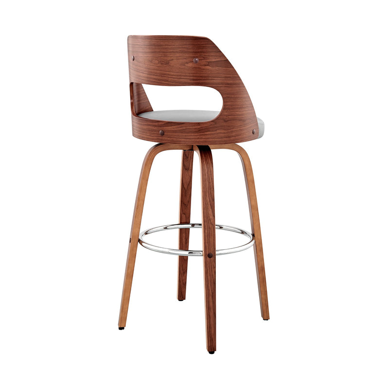 Julius 26" Gray Faux Leather and Walnut Wood Bar Stool - Furniture City (CA)l