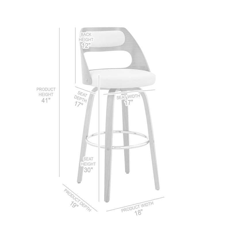 Julius 30" Gray Faux Leather and Walnut Wood Bar Stool - Furniture City (CA)l