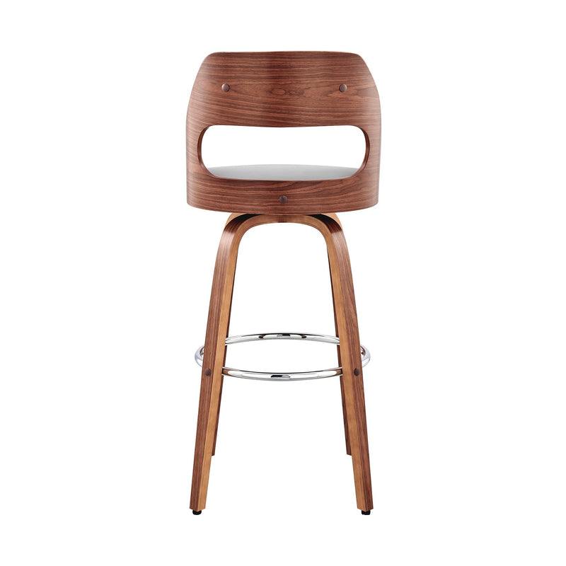 Julius 30" Gray Faux Leather and Walnut Wood Bar Stool - Furniture City (CA)l