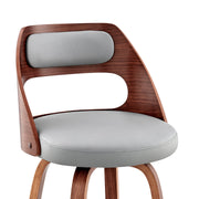 Julius 30" Gray Faux Leather and Walnut Wood Bar Stool - Furniture City (CA)l