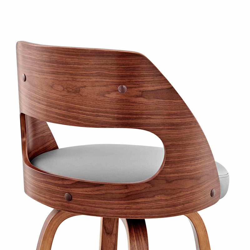 Julius 30" Gray Faux Leather and Walnut Wood Bar Stool - Furniture City (CA)l