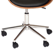 Julian Modern Office Chair In Chrome Finish with Black Faux Leather And Walnut Veneer Back - Furniture City (CA)l