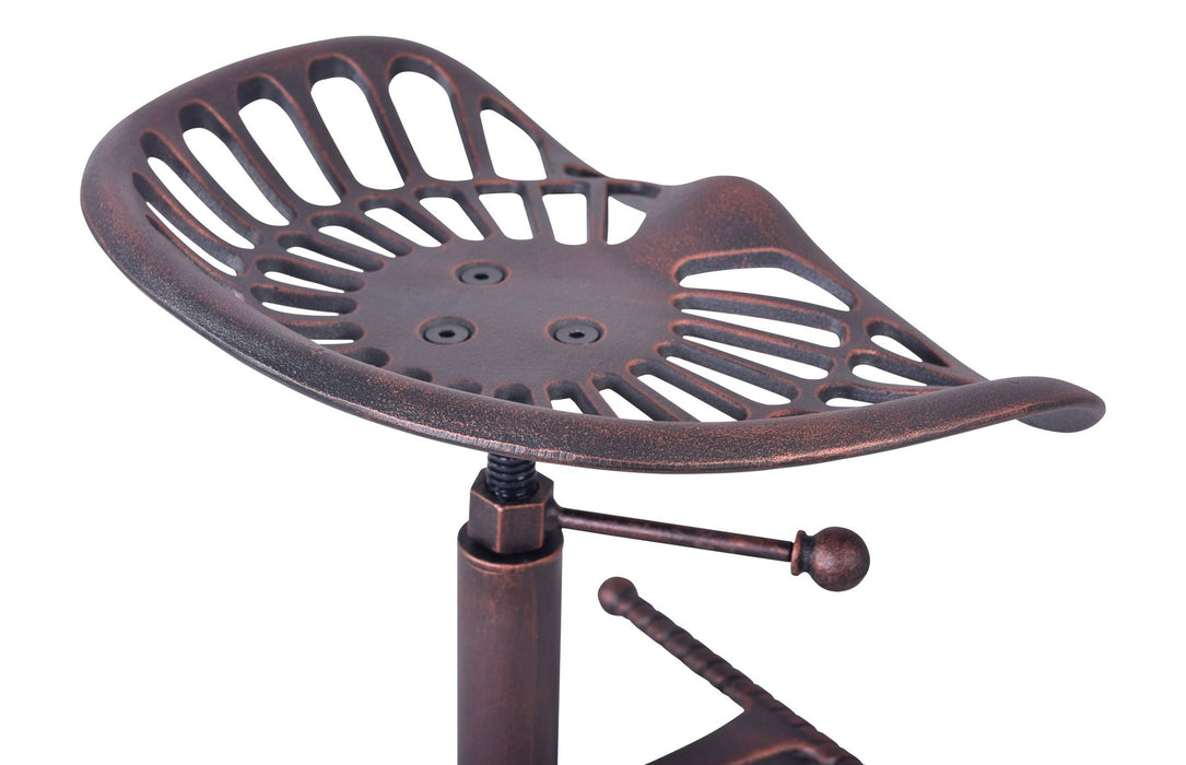 Jax Industrial Adjustable Tractor Barstool in Industrial Copper