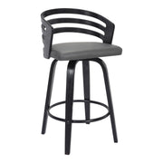 Jayden 26" Counter Height Swivel Gray Faux Leather and Black Wood Bar Stool - Furniture City (CA)l