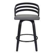 Jayden 26" Counter Height Swivel Gray Faux Leather and Black Wood Bar Stool - Furniture City (CA)l