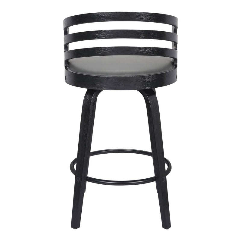Jayden 26" Counter Height Swivel Gray Faux Leather and Black Wood Bar Stool - Furniture City (CA)l