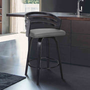 Jayden 26" Counter Height Swivel Gray Faux Leather and Black Wood Bar Stool - Furniture City (CA)l
