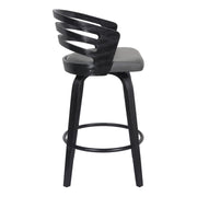Jayden 30" Bar Height Swivel Gray Faux Leather and Black Wood Bar Stool - Furniture City (CA)l