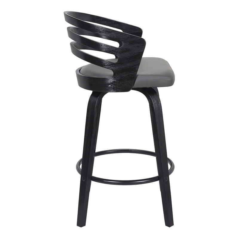 Jayden 30" Bar Height Swivel Gray Faux Leather and Black Wood Bar Stool - Furniture City (CA)l