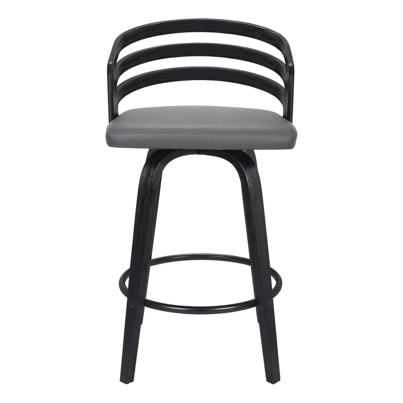Jayden 30" Bar Height Swivel Gray Faux Leather and Black Wood Bar Stool - Furniture City (CA)l