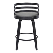 Jayden 30" Bar Height Swivel Gray Faux Leather and Black Wood Bar Stool - Furniture City (CA)l