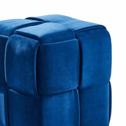 Joy Contemporary Short Ottoman in Blue Velvet - Furniture City (CA)l