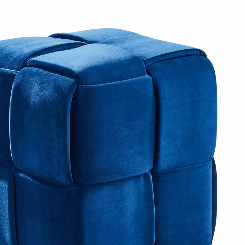 Joy Contemporary Short Ottoman in Blue Velvet - Furniture City (CA)l