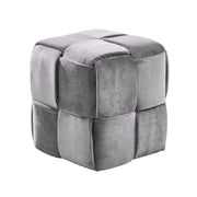 Joy Contemporary Short Ottoman in Gray Velvet - Furniture City (CA)l