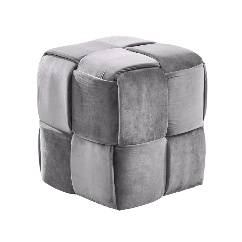 Joy Contemporary Short Ottoman in Gray Velvet - Furniture City (CA)l