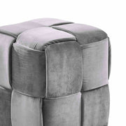 Joy Contemporary Short Ottoman in Gray Velvet - Furniture City (CA)l