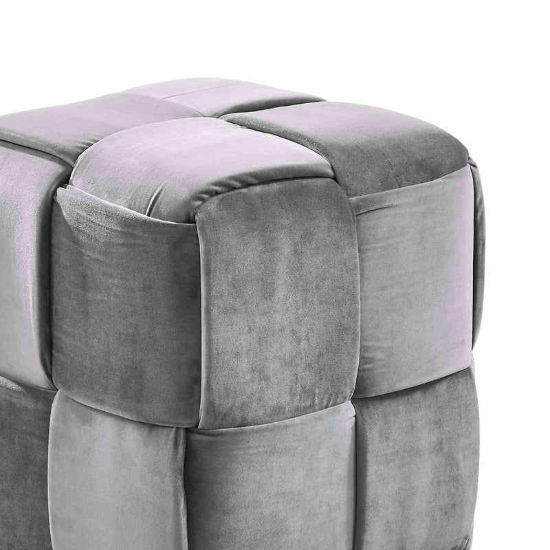 Joy Contemporary Short Ottoman in Gray Velvet - Furniture City (CA)l