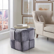Joy Contemporary Short Ottoman in Gray Velvet - Furniture City (CA)l