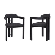 Jazmin Contemporary Dining Chair in Black Brushed Wood Finish and Charcoal Fabric - Set of 2 - Furniture City (CA)l