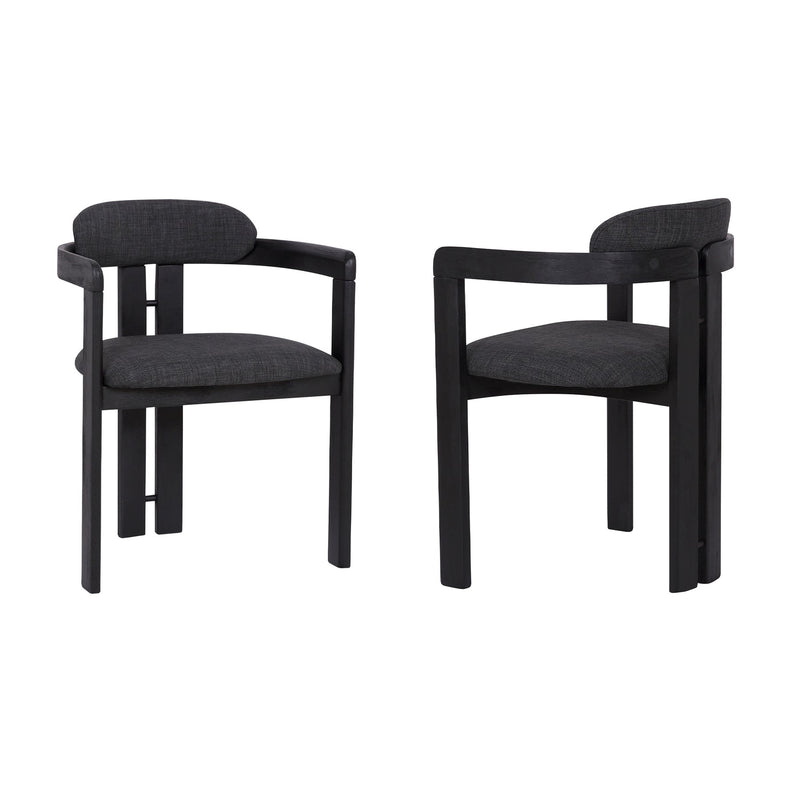 Jazmin Contemporary Dining Chair in Black Brushed Wood Finish and Charcoal Fabric - Set of 2 - Furniture City (CA)l