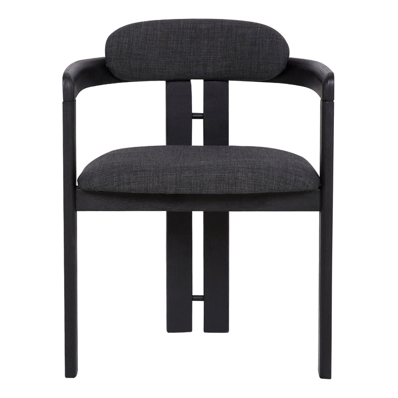 Jazmin Contemporary Dining Chair in Black Brushed Wood Finish and Charcoal Fabric - Set of 2 - Furniture City (CA)l