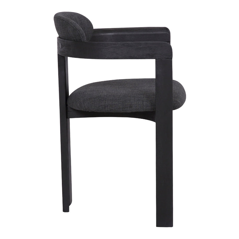 Jazmin Contemporary Dining Chair in Black Brushed Wood Finish and Charcoal Fabric - Set of 2 - Furniture City (CA)l