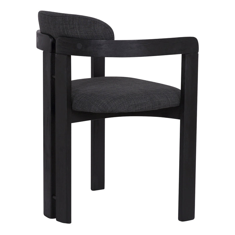 Jazmin Contemporary Dining Chair in Black Brushed Wood Finish and Charcoal Fabric - Set of 2 - Furniture City (CA)l