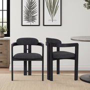 Jazmin Contemporary Dining Chair in Black Brushed Wood Finish and Charcoal Fabric - Set of 2 - Furniture City (CA)l
