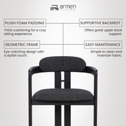 Jazmin Contemporary Dining Chair in Black Brushed Wood Finish and Charcoal Fabric - Set of 2 - Furniture City (CA)l