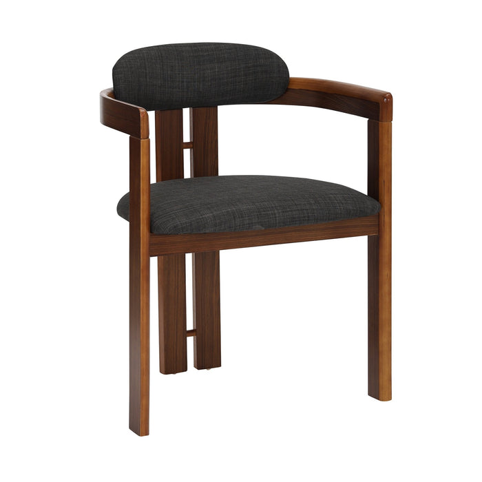 Jazmin Contemporary Dining Chair in Walnut Wood Finish and Charcoal Fabric - Set of 2