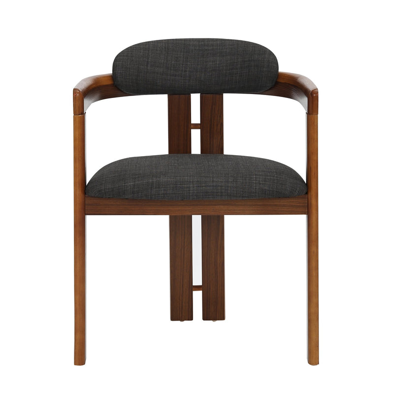 Jazmin Contemporary Dining Chair in Walnut Wood Finish and Charcoal Fabric - Set of 2 - Furniture City (CA)l