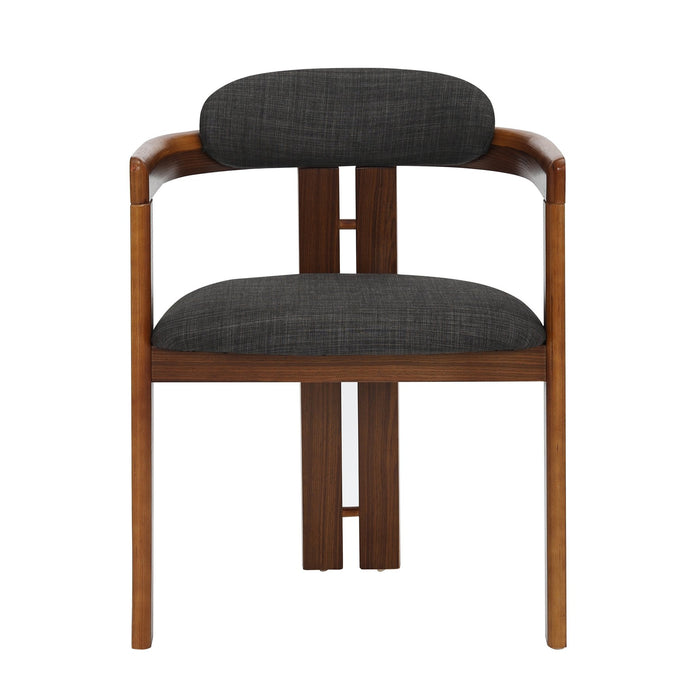 Jazmin Contemporary Dining Chair in Walnut Wood Finish and Charcoal Fabric - Set of 2