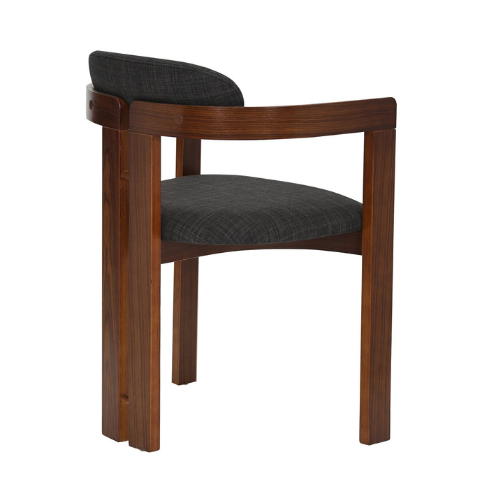 Jazmin Contemporary Dining Chair in Walnut Wood Finish and Charcoal Fabric - Set of 2