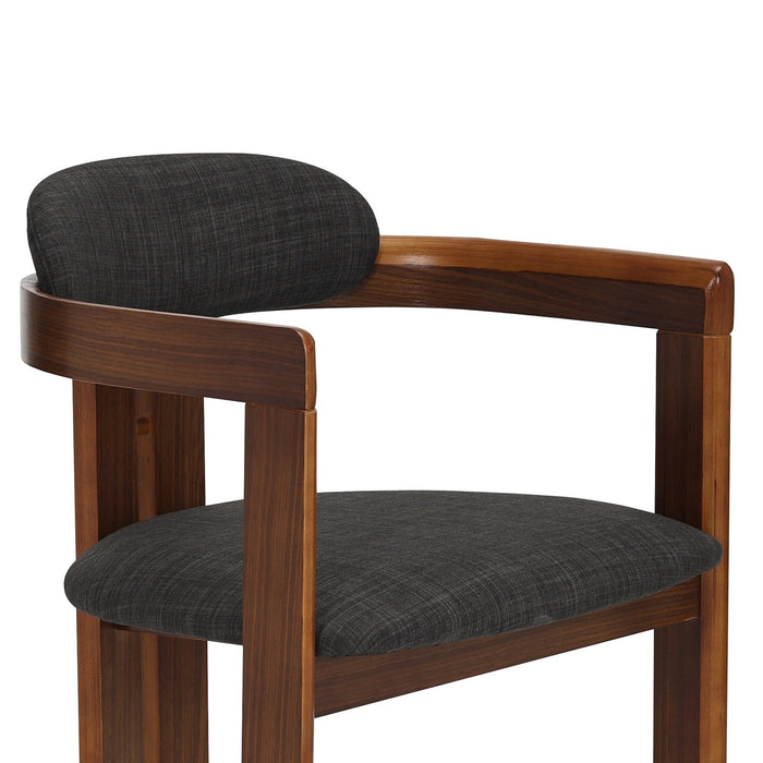 Jazmin Contemporary Dining Chair in Walnut Wood Finish and Charcoal Fabric - Set of 2