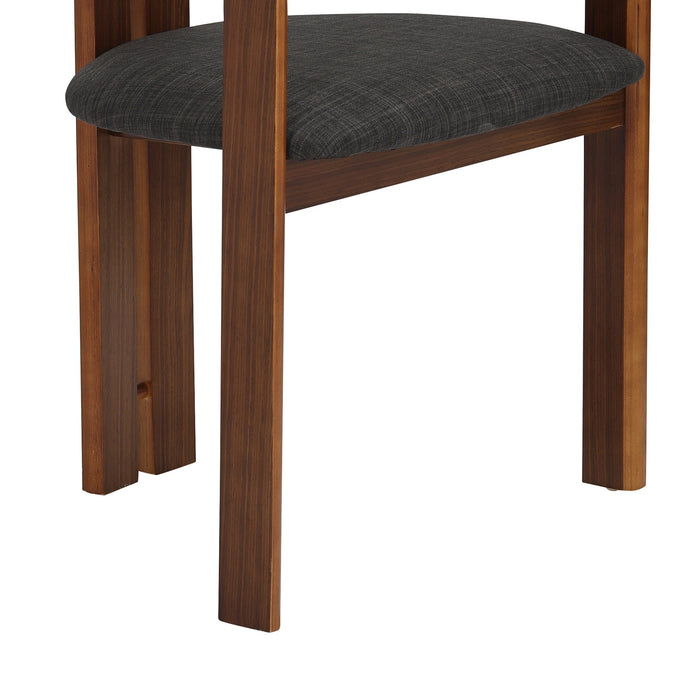 Jazmin Contemporary Dining Chair in Walnut Wood Finish and Charcoal Fabric - Set of 2